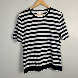 New La Ligne Black and white striped sweater short sleeve shirt cotton size XL